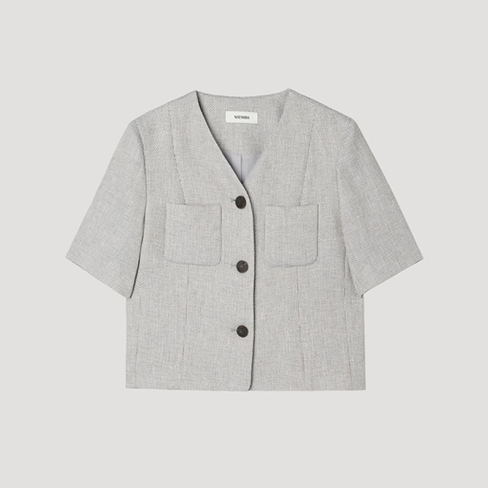

[She S miSS] Flap Pocket Slit Short Sleeve Jacket Swwjkp21190 Bl