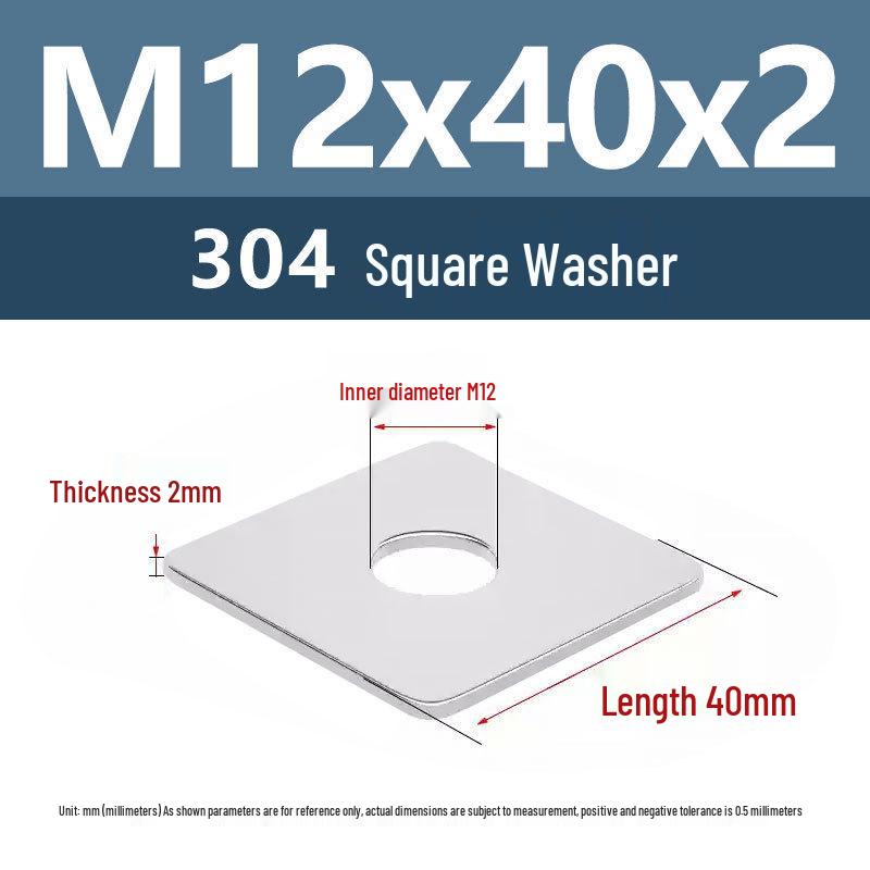 Yigu 304 Stainless Steel Thickened Square Flat Washer M3/M4/M5