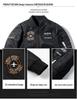 Reversible Spring & Autumn American Style Pilot Jacket with Embroidered Patches - Plus Size