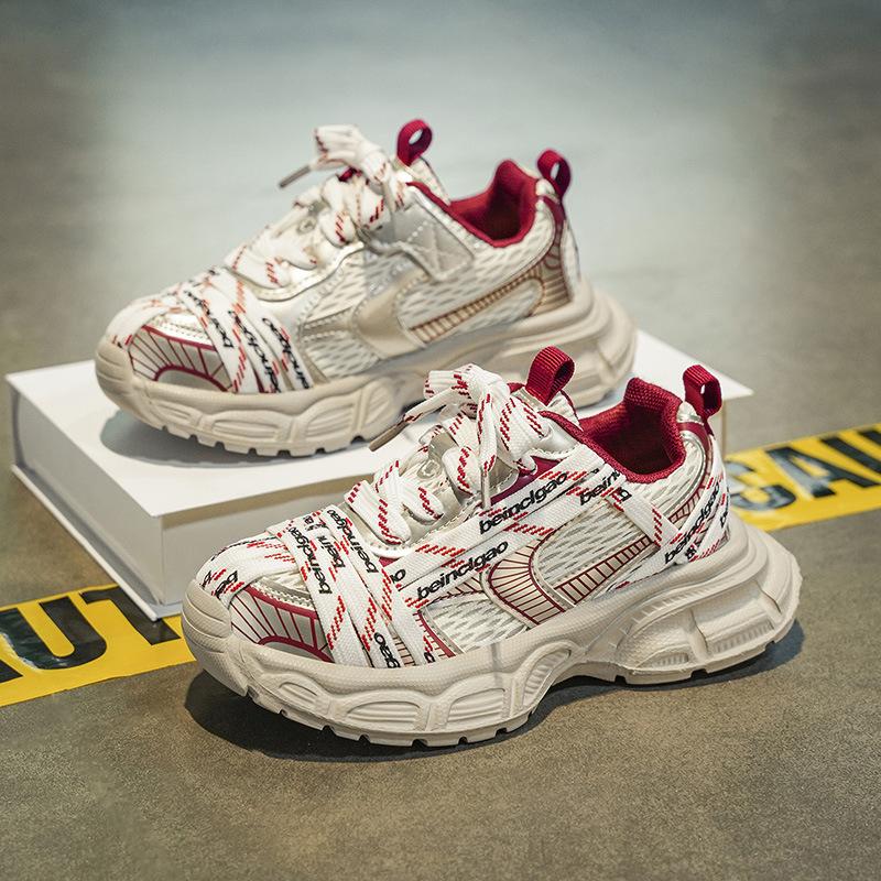 Hong Kong style children's strap dad shoes 2025 spring and autumn new design sense boys Korean version of student sports running shoes