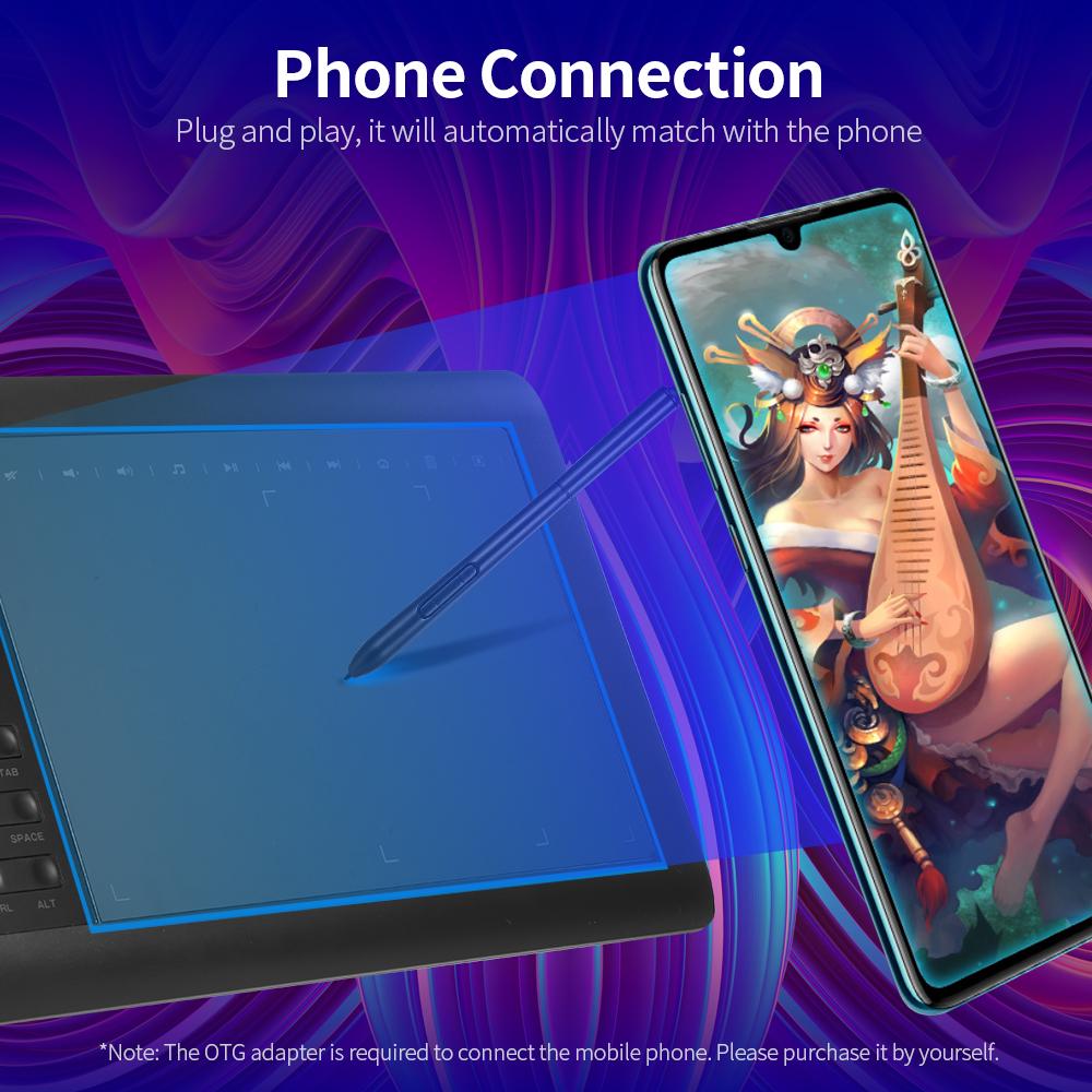 10moons 1060 Plus Graphic Tablet 10*6 inch Large Board Exclusive Phone Painting Area with 8192 Levels Pressure Passive