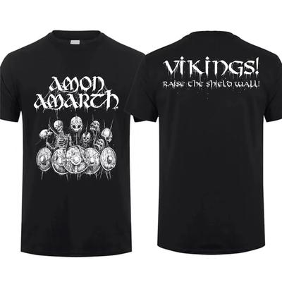 2025 Módne tričko Pánske tričko Obojstranné Amon Shieldwall Čierne od Amarth Nadrozmerné tričko Grafické Mládežnícke Oblečenie Streetwear
