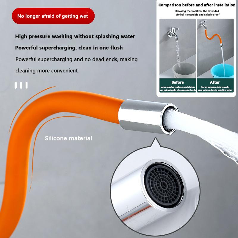 360Degree Rotation 1/2'' Faucet Extender Bathroom Adjust Free Bending Splashproof Universal Extension Tube Adapter Accessories