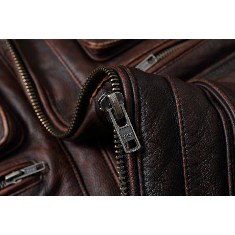 Chinese Size Vintage Red Brown Genuine Leather Jacket Men Soft Real Cowhide Black Winter Coat Biker Jackets Jaqueta Masculina De Couro