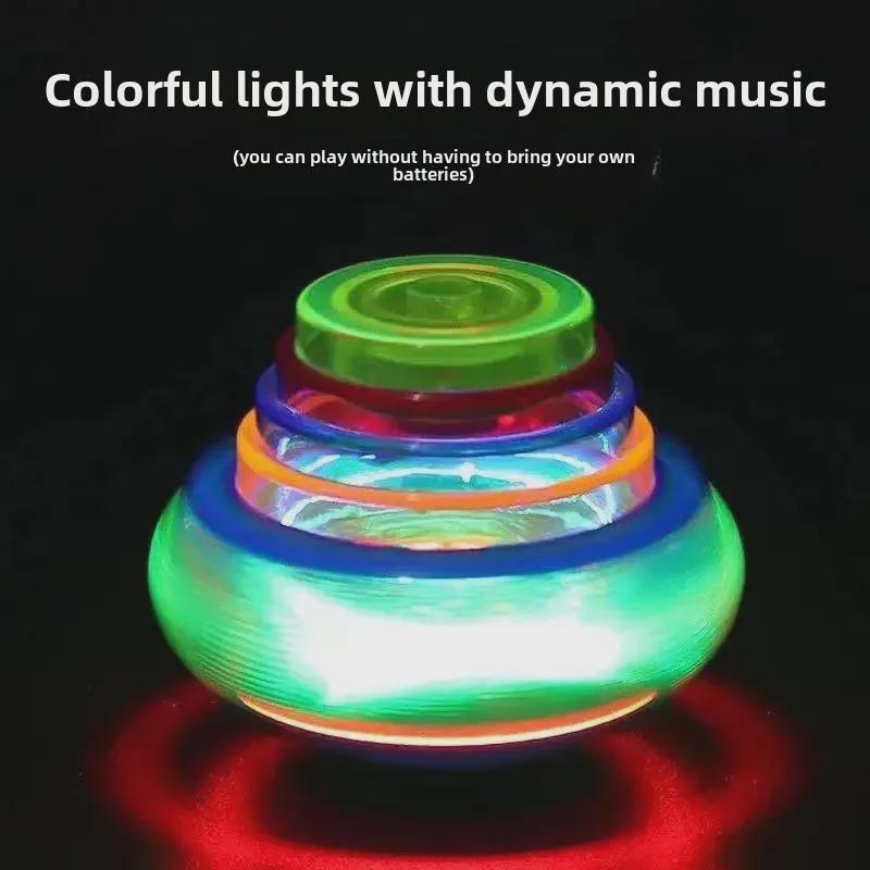 Colorful Flashing UFO Gyroscope Toy with Music for Kids
