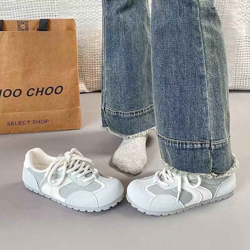 

Round head casual versatile summer new niche retro women breathable thin bottom sports flat baseplate shoes 35 синий