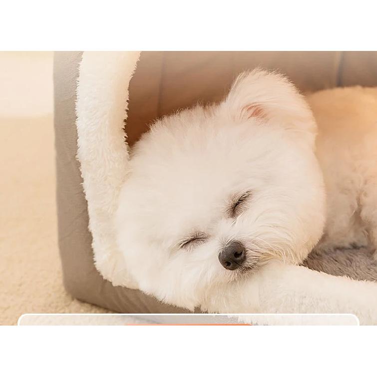 Winter Dog Bed Self-Warming Puppy House Cozy Cat Sleeping Tent Cave Beds Indoor Kitten Nest Kennel Hut for Small Medium Dog Cats