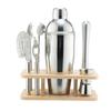 Stainless Steel Cocktail Shaker Set with Bamboo Stand