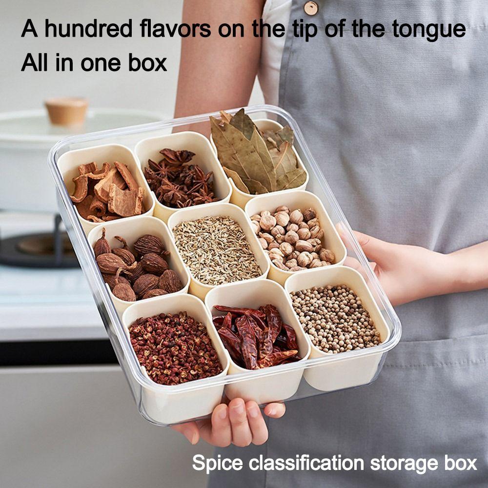 Fresh-keeping Seasoning Storage Box 9 Grids Snack Fruits Food Box Food Container  Food Storage