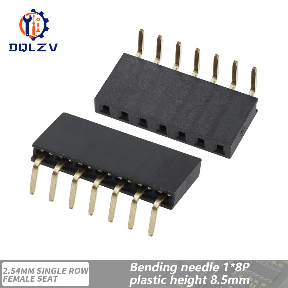 2.54mm Single Row Female Right Angle Pin Header Socket 1*2/3/4/5/6/7/8/9/10/20/40Pin Connector For Arduino
