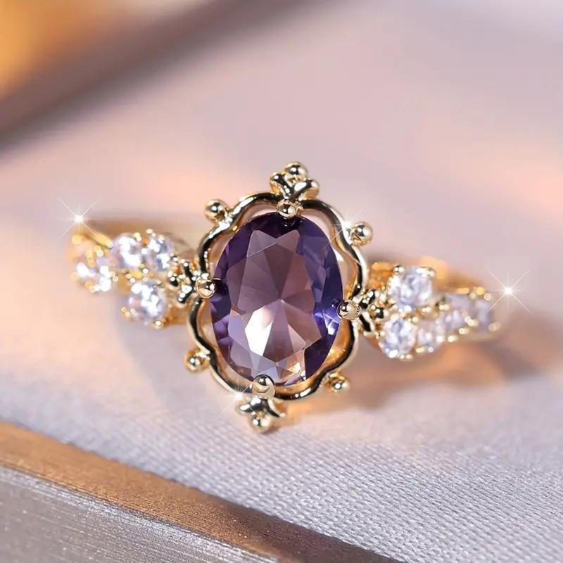 Drop-shaped Inlaid Zircon Ring, Simple and Versatile and American Style Fashionable New Ring