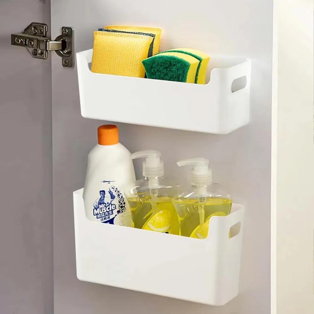 Multifunctional Cabinet Plastic Storage Rack Punch-Free Wall-mounted Storage Organizer For Kitchen Storage Shelf