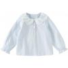DAVE&BELLA Girls' Casual Sweet Blue Long Sleeve Lapel T-Shirt