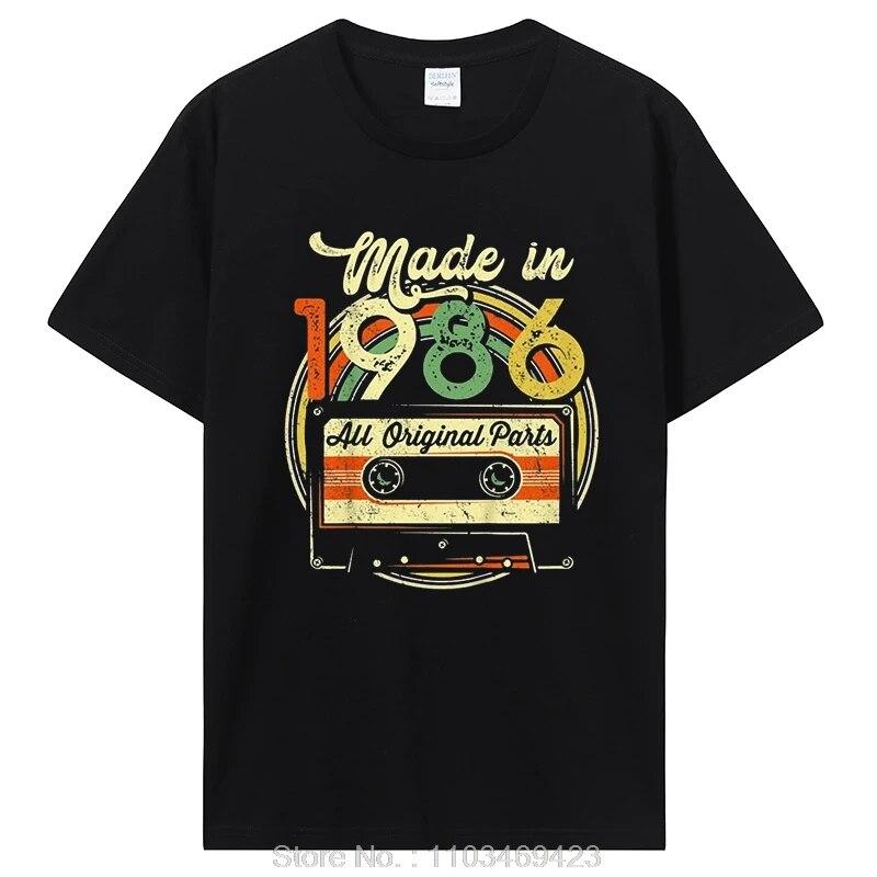 

Забавные винтажные футболки 1986 года, летняя стильная хлопковая футболка с графическим рисунком, уличная одежда, подарки на день рождения, футболка унисекс, одежда больших размеров L