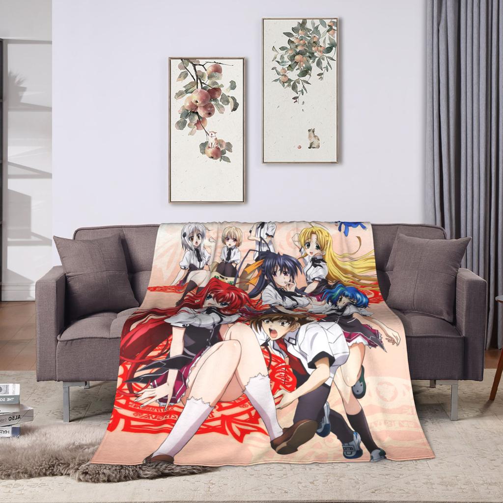 High School DxD Flannel Blanket Anime Super Warm Throw Blanket for Living Room Decorative Funny Bedspread Sofa Bed Cover