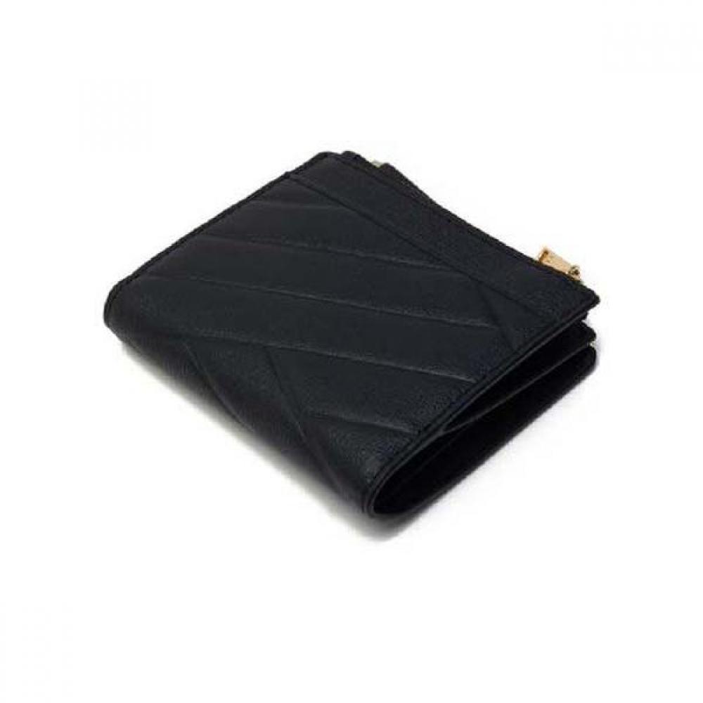Daks Black Leather Dd Logo 2 Zip Wallet Dcwa2f417bk