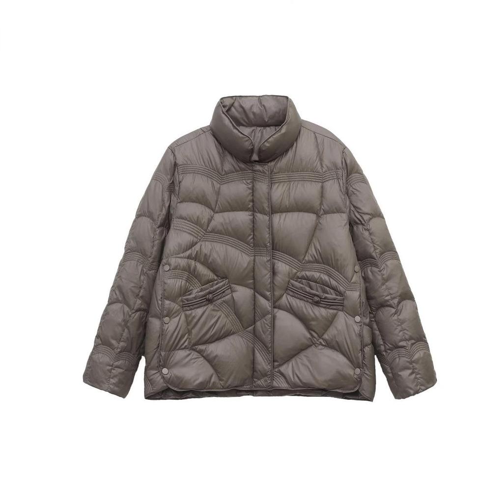 2024 Women's Winter Lightweight Short Down Jacket – Petite, Casual, Stand-Up Collar, White Duck Down