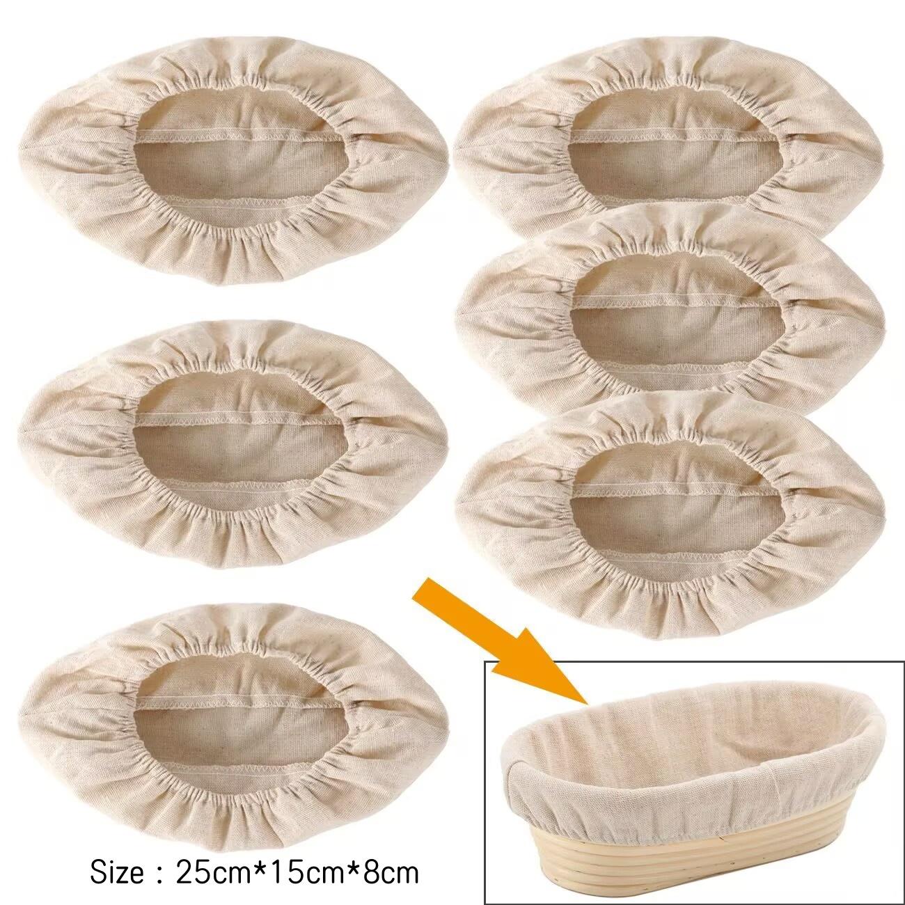 

5шт. Ткань для расстойки хлеба, подкладка для корзины, подкладка для корзины для выпечки теста, овальная льняная ткань для расстойки закваски для выпечки, 2 шт. бежевый