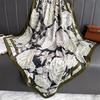 New 90cm Abstract Plants Print Square Silk Feeling Twill Scarf Women Spring Hair Band Hijab Foulard Neckerchief Shawl Wraps 2025