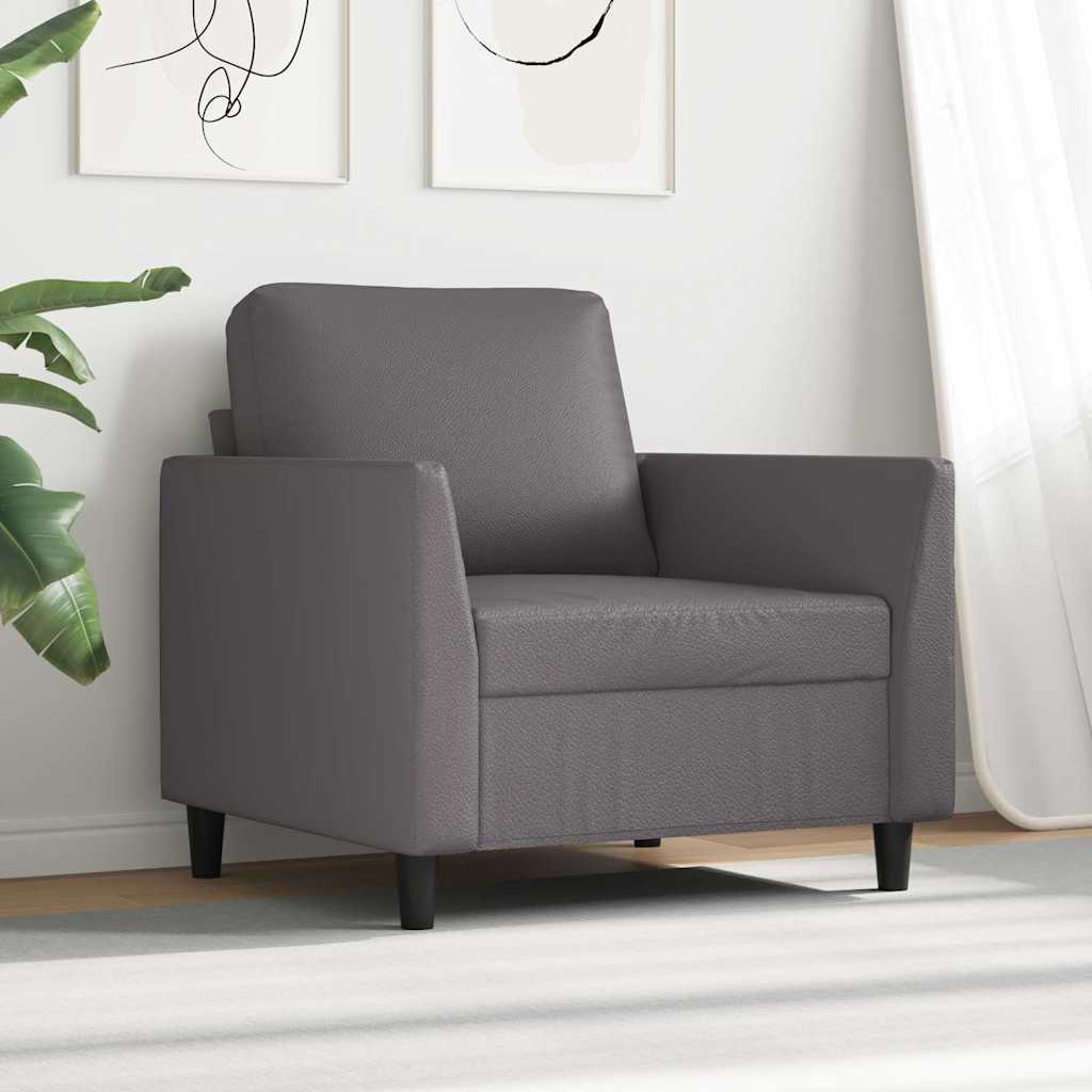 Armchair Gray 60 Cm Synthetic Leather