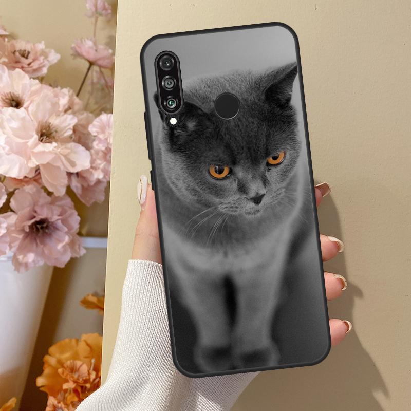 British Shorthair Cat For Huawei Nova 7i 8i 11i 12i 12s Y73 Y70 Y90 Y60 Y72 Y61 Y91 9 10 SE P30 Pro P40 Lite Case