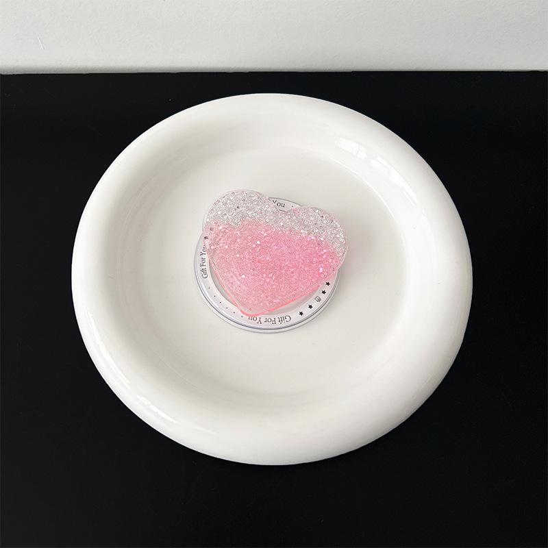 

Round Glitter Love Mobile Phone Airbag Bracket Wind Magnetic Suction Magsafe Back Sticker Women S Small Fresh Ring