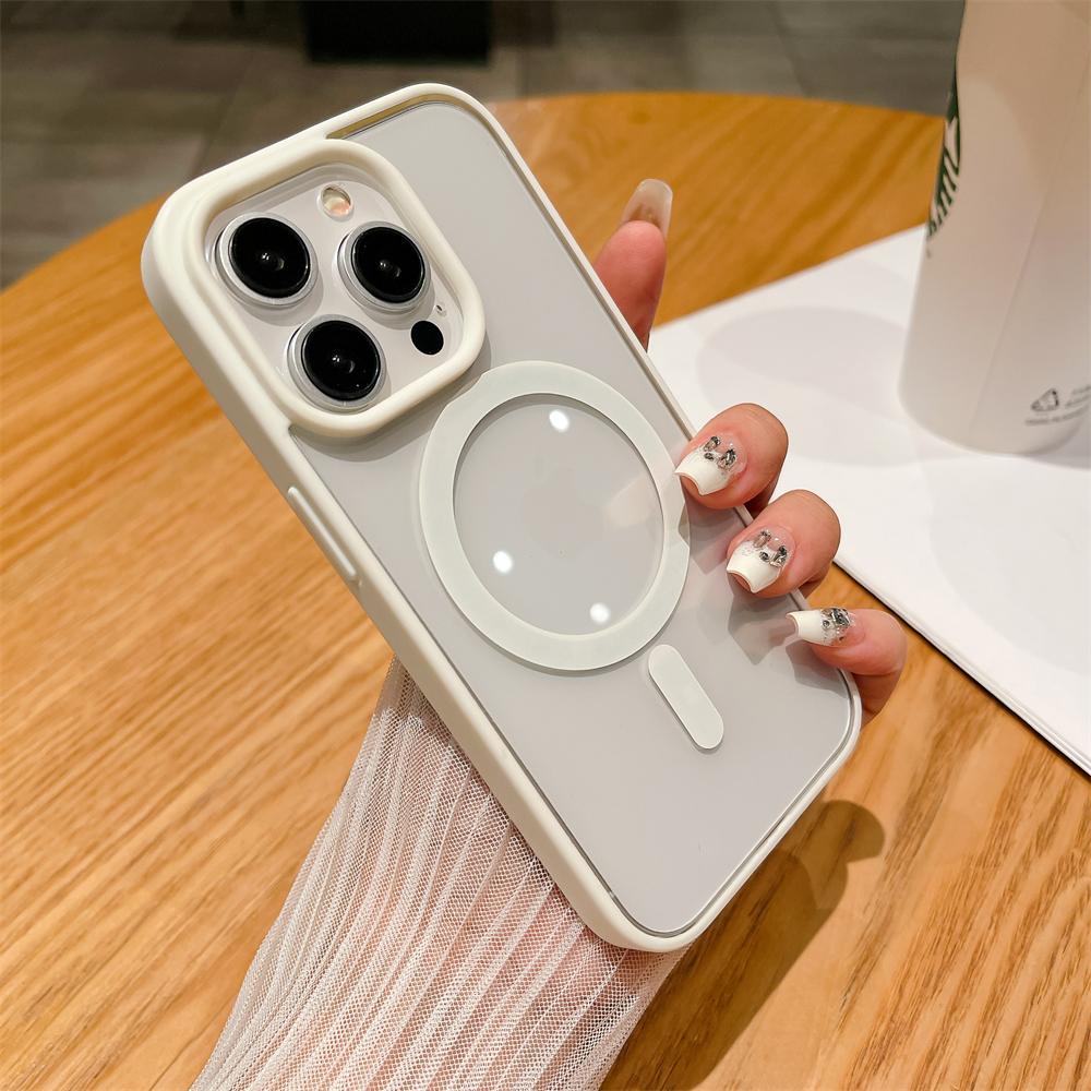 Luxury Transparent Magnetic Phone Case for iPhone 15 14 12 11 13 Pro Max Mini X XS XR 7 8 Plus for Magsafe Charge Acrylic Cover