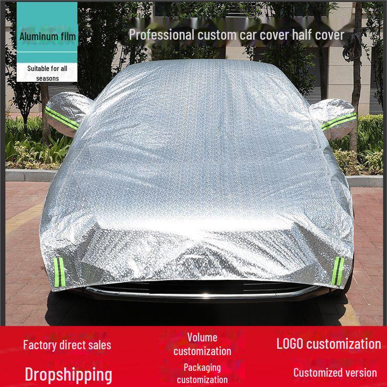 Copertura Auto Mezza Carrozzeria con Velluto Spesso Plus e Pellicola di Alluminio per Protezione Solare e Isolamento Termico, Antipolvere per Tutte le Stagioni.