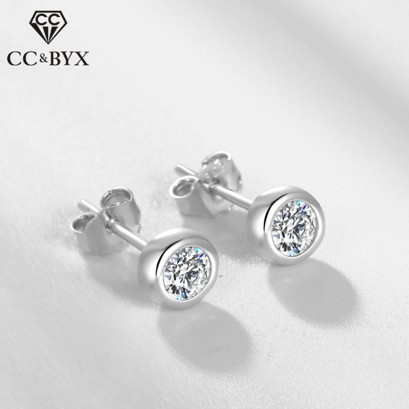 Stud Earrings For Women And Men Silver Plated Bubble Cubic Zirconia Round Stone Simple Earrings Small Fashion Jewelry CCE631