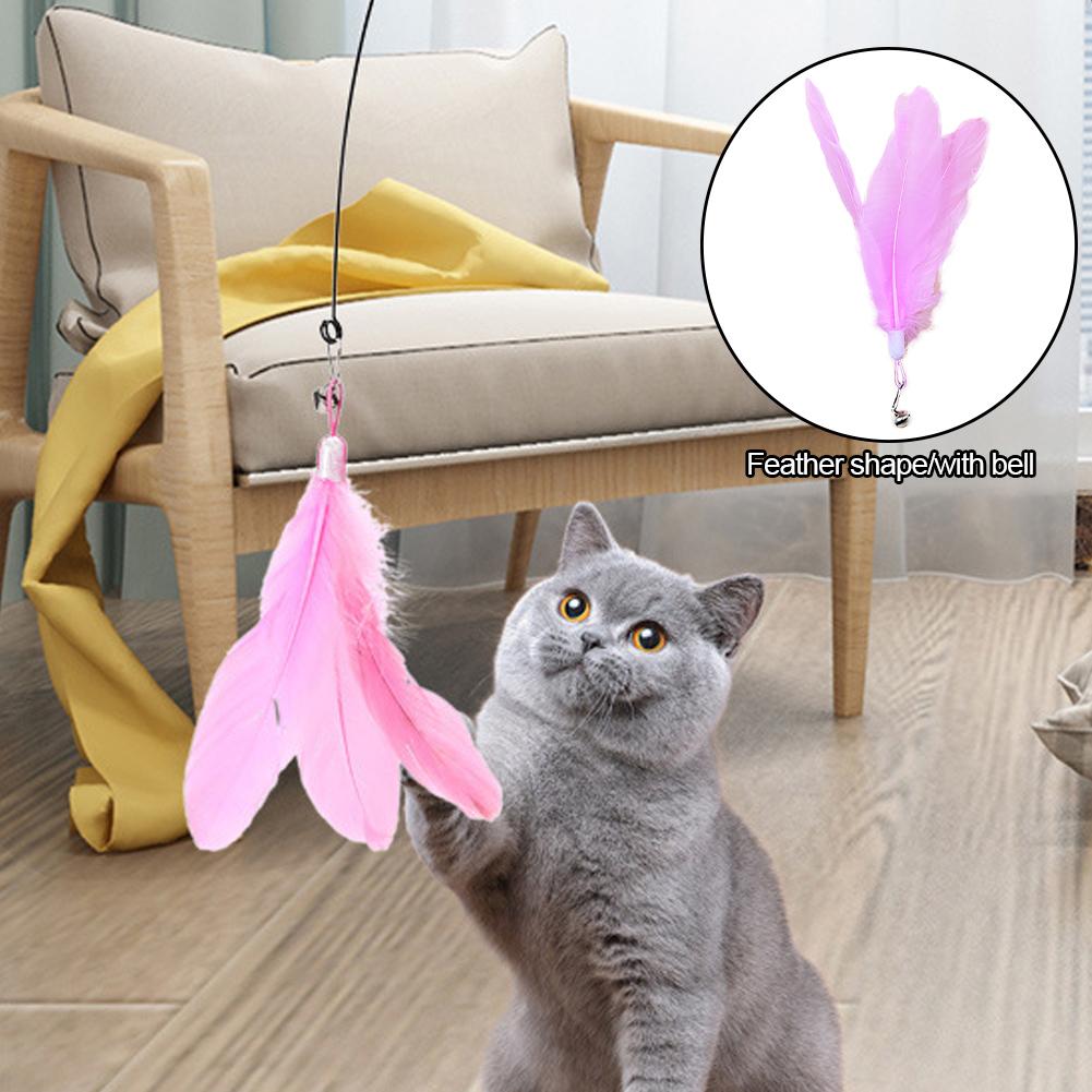 Wide Large Feather Pendant with Bell DIY Replace Cat Teaser Stick Replacement Pendant Pet Toy Accessories