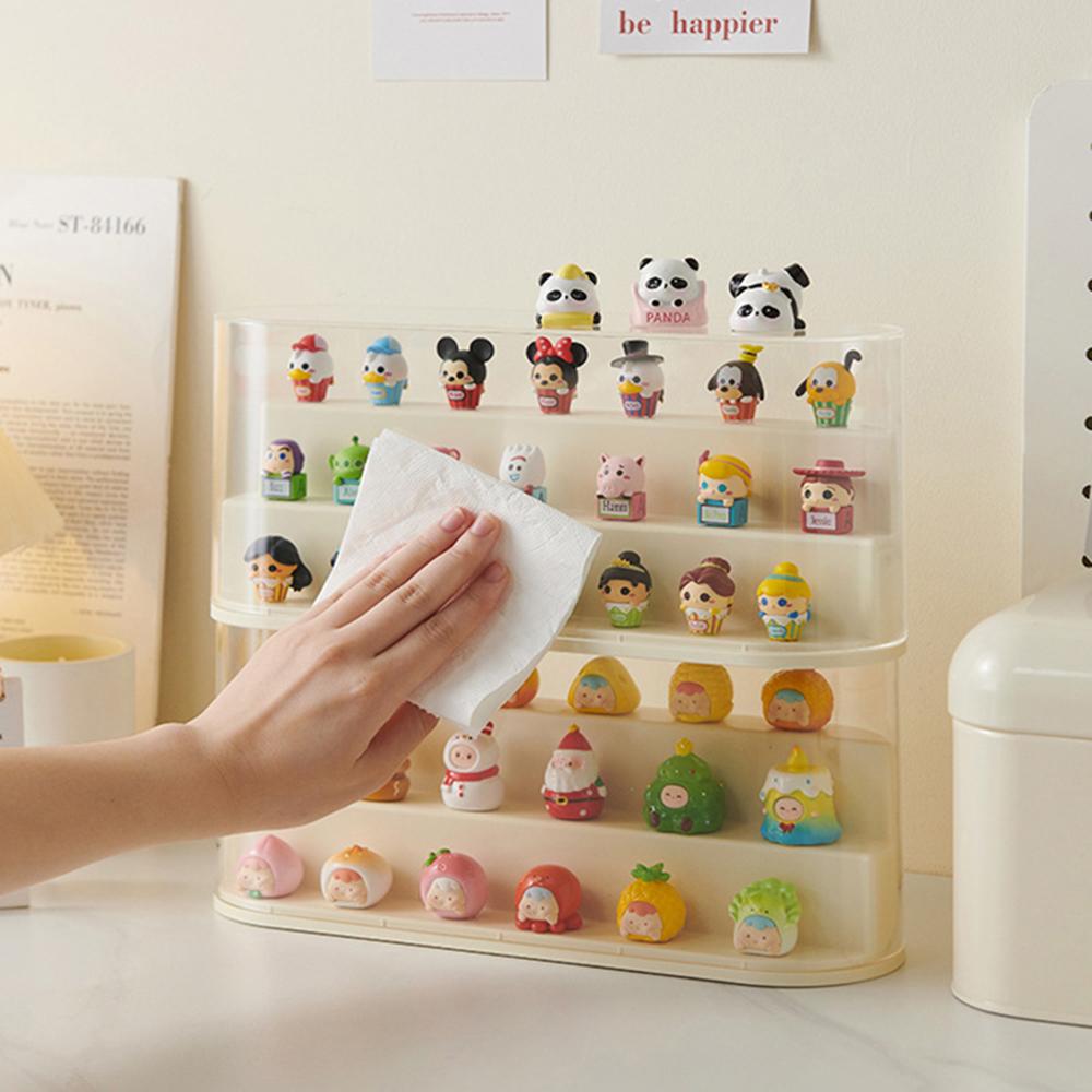 Cute granule display box Stackable Pop Mart Case - Dustproof Blind Box Display Shelf for 3" Figures Acrylic Magnetic Organizer