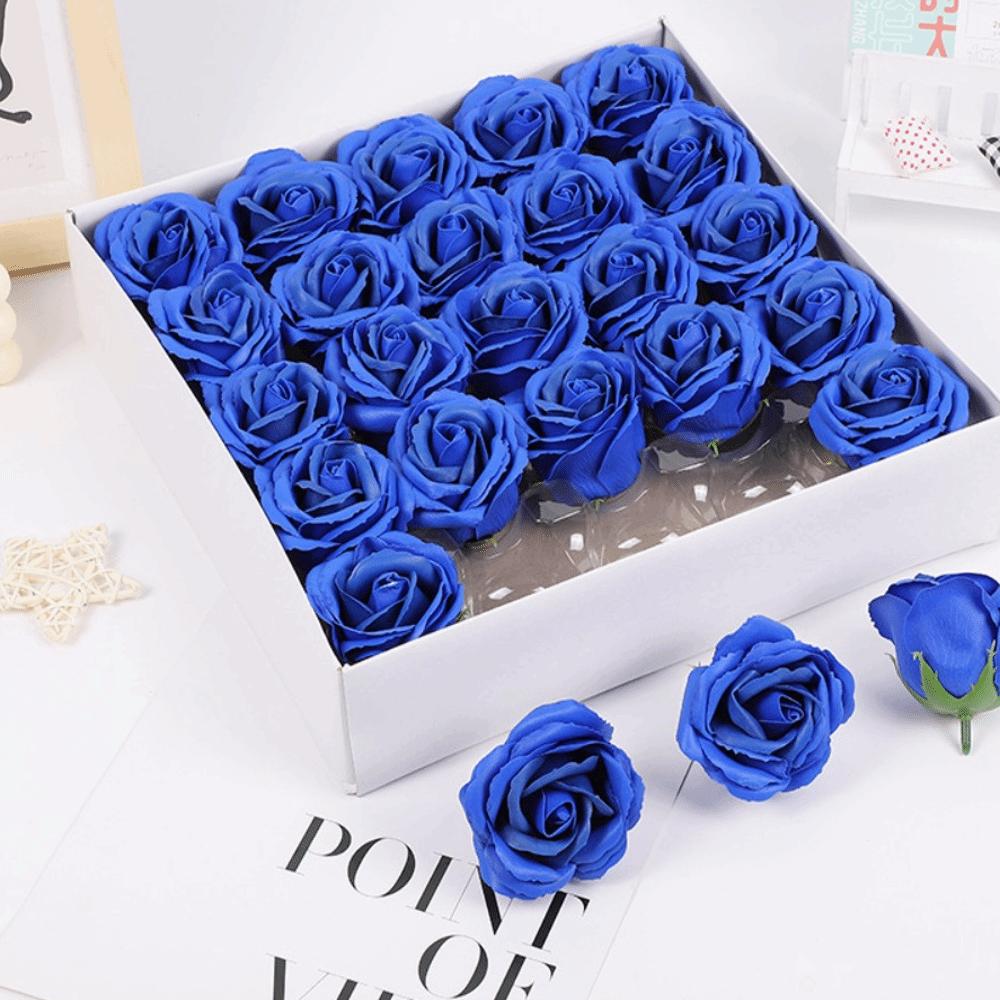 

25Pcs Realistic Floral Soap Rose Flower Wreath Making Artificial Rose Flowers Wedding Decor Dark blue