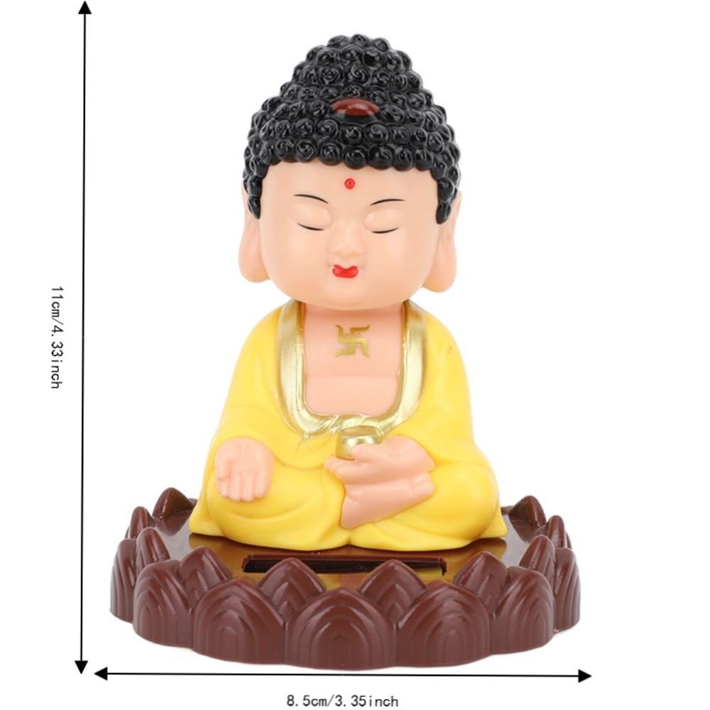 4.33x3.35in Solar Nodding Buddha Desktop Ornament  Car Interior Dashboard Display