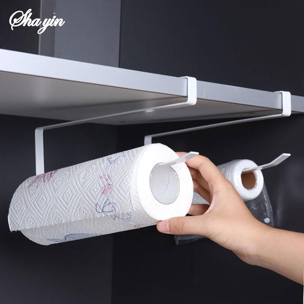 Random Special Kitchen Paper Towel Hanging Rack Cabinet Without Drilling Towel Hook Ironware Storage Shelf For Napkins Cup Holders 5