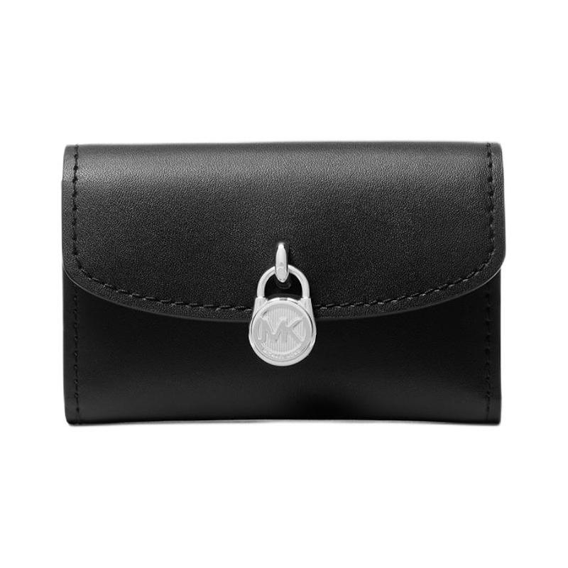 MICHAEL KORS Lyra Tri-Fold Design Silver Padlock Wallet Mini Women s Black Package+original box чёрный