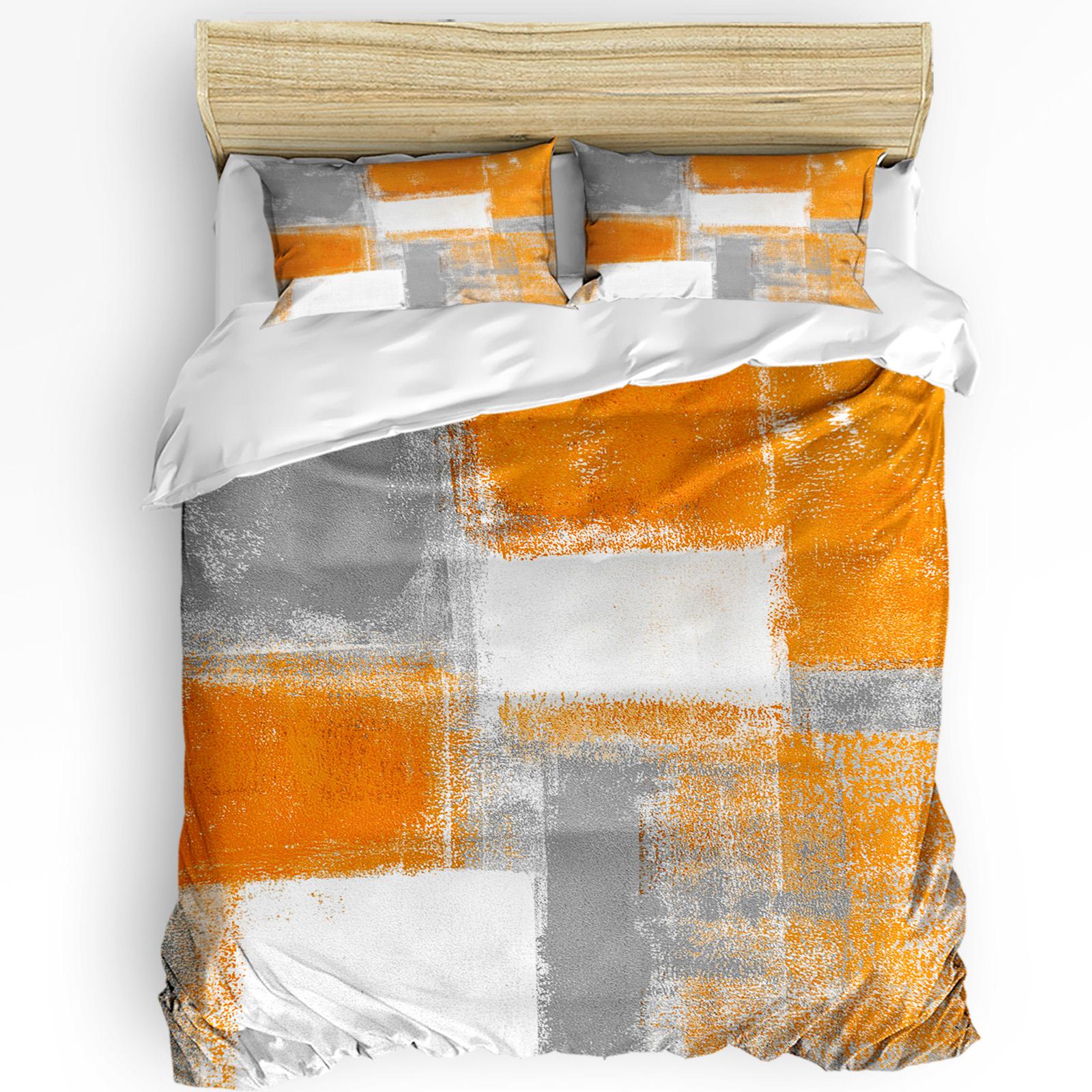 

Comforter Orange Gray Abstract Oil Painting Texture With Pillow Case 3Pcs Bedding Set Double Bed Home Textile Comforter (quilt)-EU Single(135*200cm)3pcs
