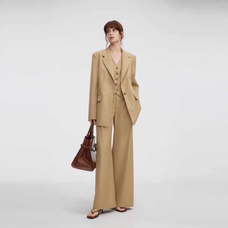 ELLE French Style High-End Wide-Leg Versatile High-Waisted Casual Pants Women Pants Khaki EK50414