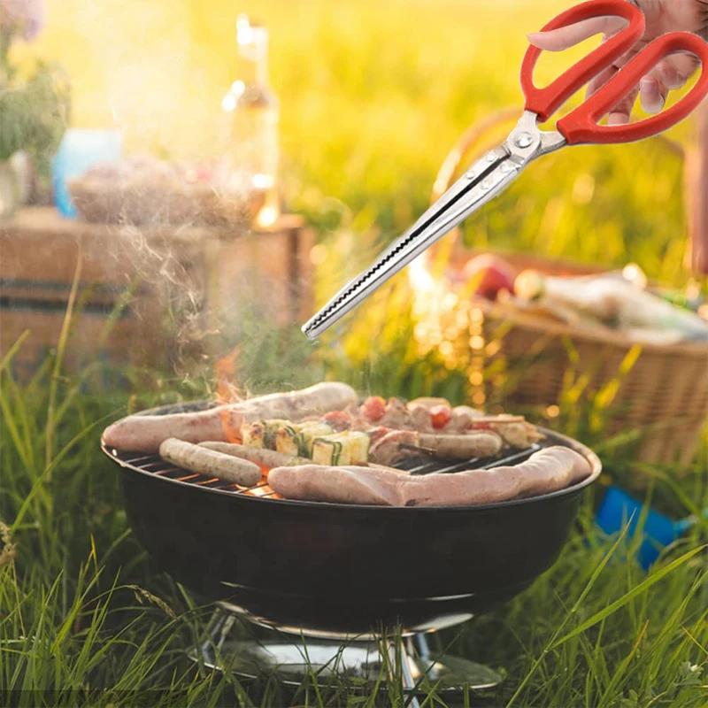 Durable Seafood Hand Tool Stable Multifunction Stainless Steel Crab Tongs Eels Clip Long Handle Kitchen Anti Slip