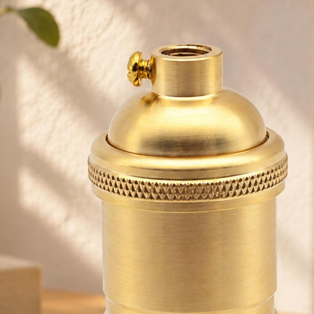 Brass Lamp Socket with Knurled Band Screwin E27 Easy to Install for Table Lamps,