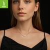 Smile Mozzarella Diamond Necklace, Simple Classic High-End S925 Silver Collarbone Chain Neck Chain