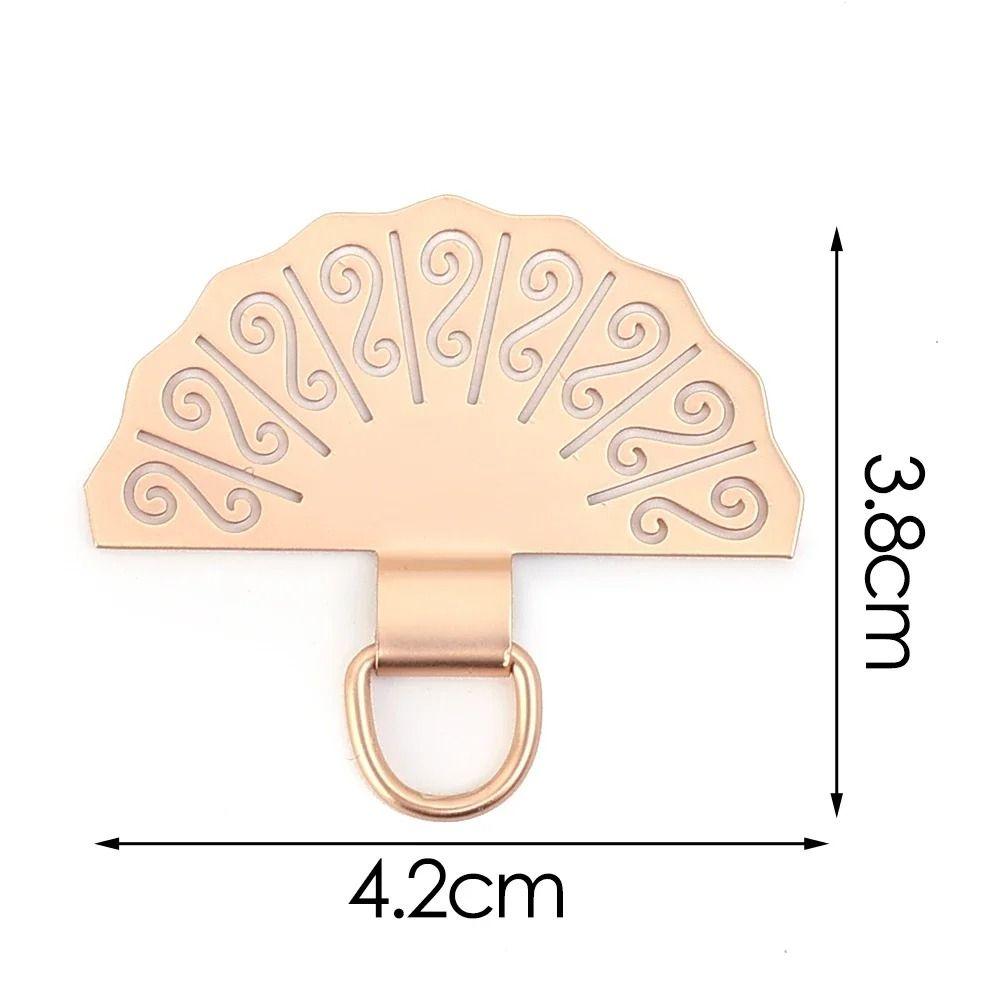 Chinese Style Metal Phone Patch Fan Shaped Phone Card Clip Luxury Phone Lanyard Gasket  Replacement