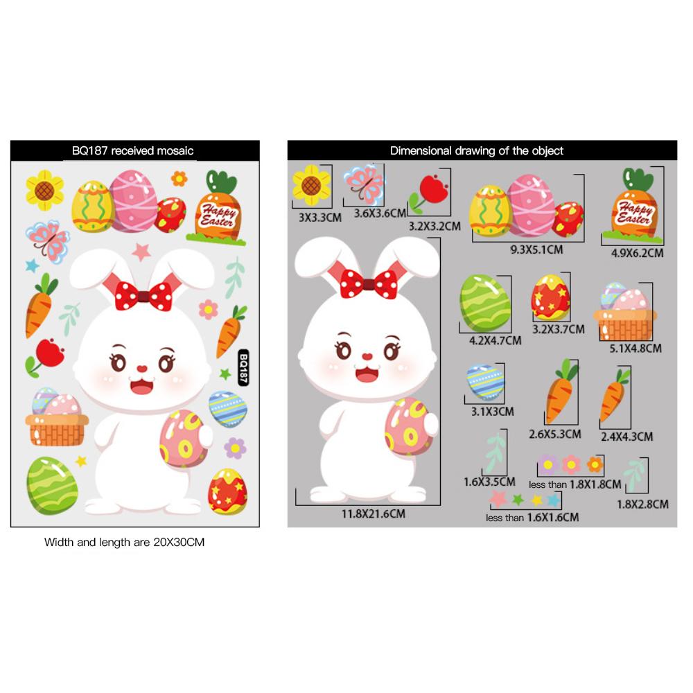 Happy Easter Window Stickers Rabbit Easter Eggs Carrot Glass Sticker Easter Party Wall Sticker Easter Decorations For Home