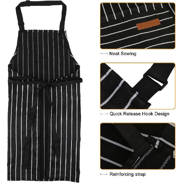 2-Pack Aprons for Women Men with Pockets, Adjustable Bib Kitchen Apron, Chef Aprons for Cooking Baking BBQ