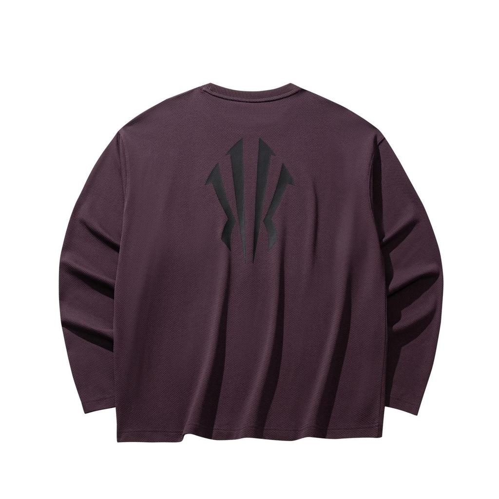 ANTA Unisex Casual Printed Knit Long Sleeve T-Shirt Dark Purple 972611401-4
