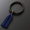 [Kyoto Butsudan Hayashi] Men's Buddhist Prayer Beads, Pure Silk, Miyako Tassel, Ebony (Unpolished), Two-Head Blue Tiger's Eye Pattern [Hawk's Eye]