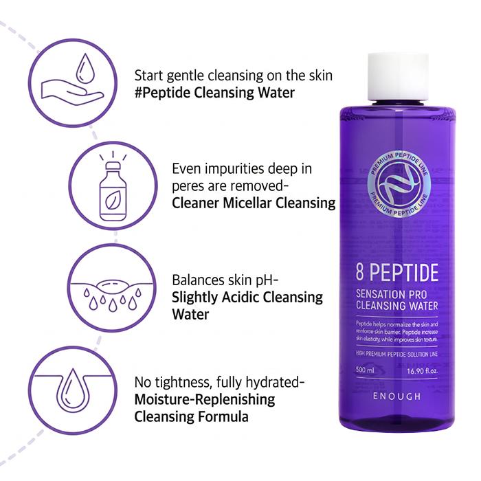 Enough 8 Peptide Cleansing Line (Water 500ml / Oil 200ml / Balm 100ml / Milk 300ml) (17 Options)