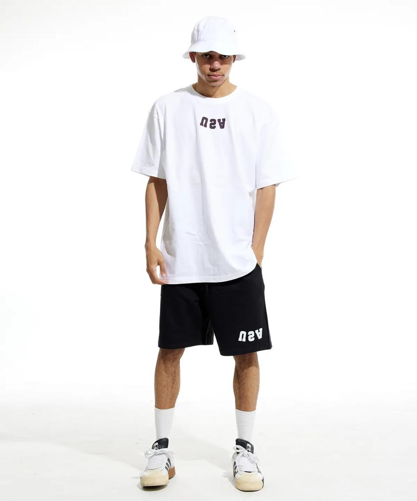 CREAM SODA LAB [2Pack] Reverse Usa Small Logo Short Sleeve T-Shirt Black (White) White (Navy)