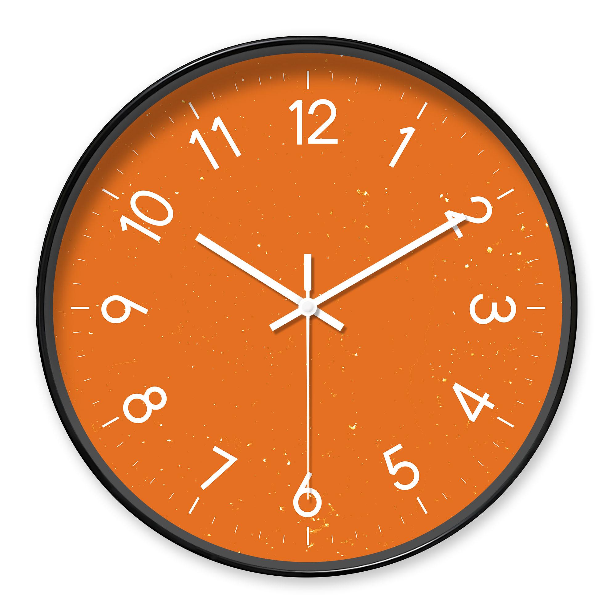 

Round Orange - Speckled Wall Clock, Minimalist Design Decor (Batteries Not Included), 10-16 Inches (WHITE,8 inch) білий