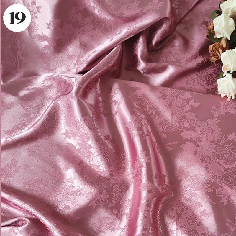 Vintage Kyselina octová Saténová látka Měkký vzor květinových větví Žakárová látka na Oblečení Šaty Sukni Cheongsam DIY Šití Textil