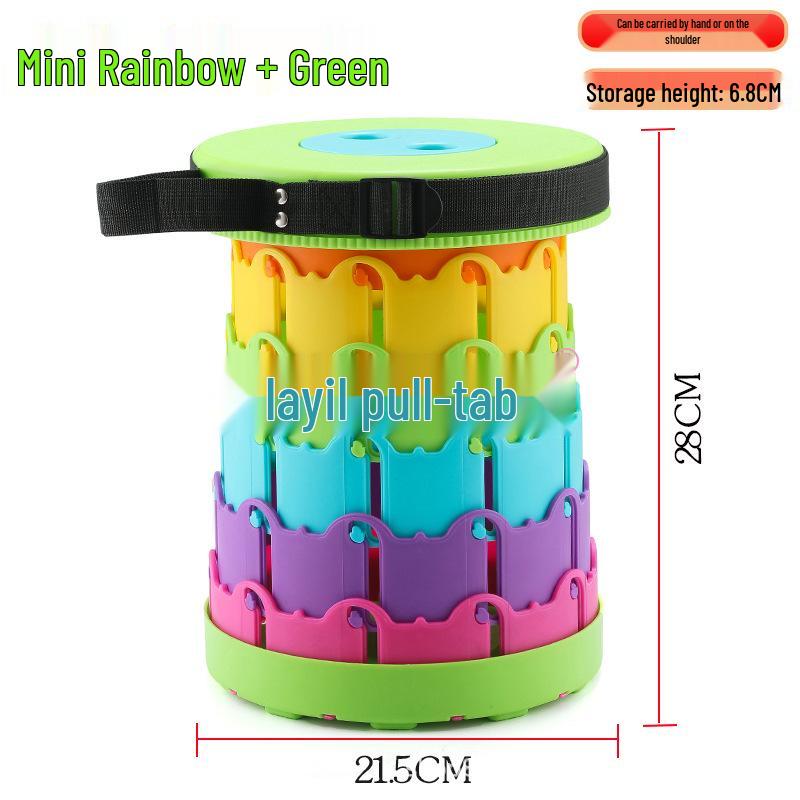 Rainbow Telescopic Adjustable Folding Stool for Leisure, Fishing, and Household Use